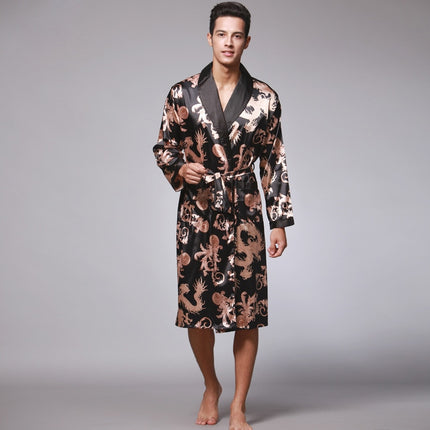 Men's Knee Length Bathrobe with Pattern - Wnkrs