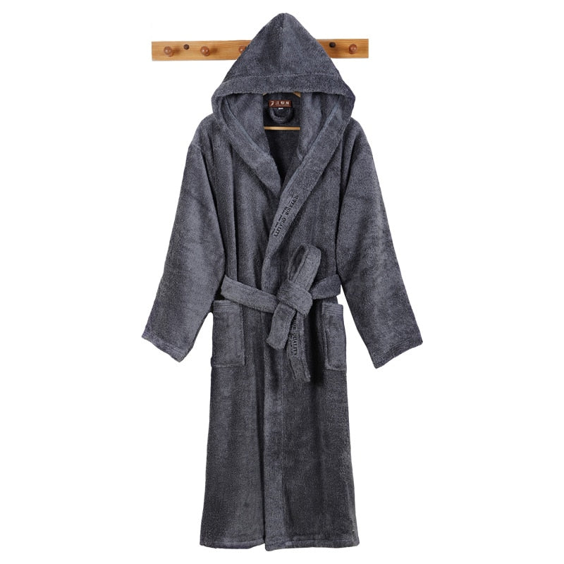Men's Warm Hooded Bathrobe