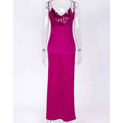 High-Waisted Maxi Satin Dress for Women - Wnkrs