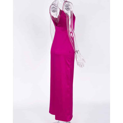 High-Waisted Maxi Satin Dress for Women - Wnkrs