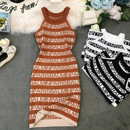 Knitted Letter Patterned Women's Sleeveless Dress - Wnkrs
