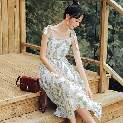 Women's Korean Style Chiffon Ruched Floral Dress - Wnkrs