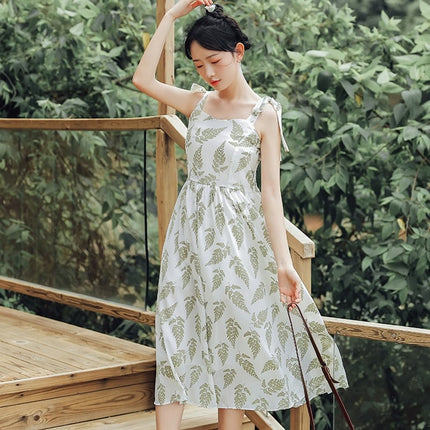 Women's Korean Style Chiffon Ruched Floral Dress - Wnkrs