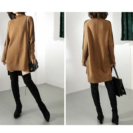 Women's Contrast Sleeve Knitted Dress - Wnkrs