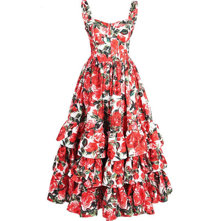Floral Printed Ball Gown Dress - Wnkrs
