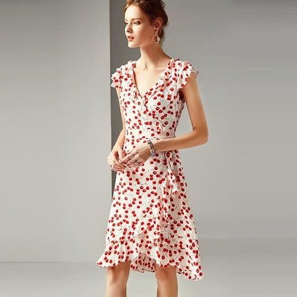Women's Ruffled Printed A-Line Dress - Wnkrs