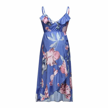 Elegant Maternity Dress Floral Printed Ruffles Sundress - Wnkrs