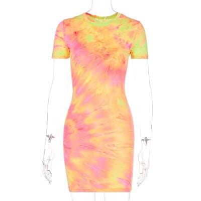 Rainbow Neon Tye Dye Mini Dress for Women - Wnkrs