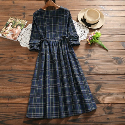 Plaid Linen Women's Mori Dress - Wnkrs