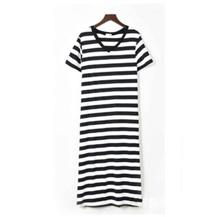 Women's Solid V-Neck Short Sleeved Summer T-Shirt Dress - Wnkrs