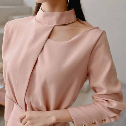 Women's Turtleneck Office Midi Dress - Wnkrs