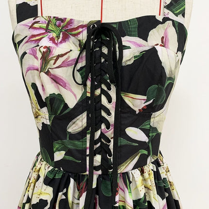 Women's Lily Print Lacing Up Dress - Wnkrs