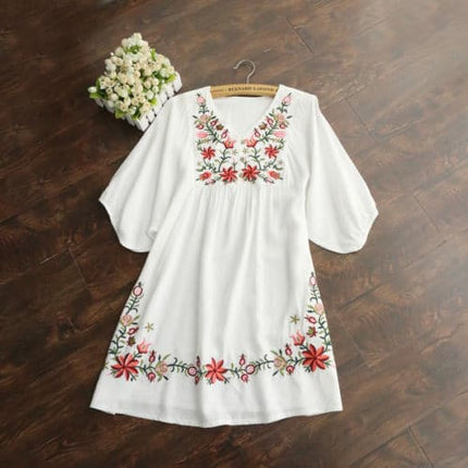 Women's Vintage Embroidered Mini Dress - Wnkrs