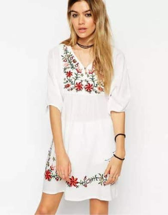 Women's Vintage Embroidered Mini Dress - Wnkrs
