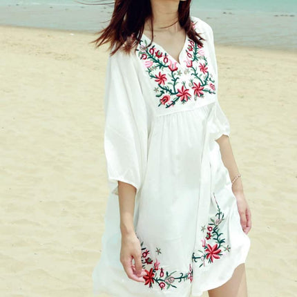 Women's Vintage Embroidered Mini Dress - Wnkrs