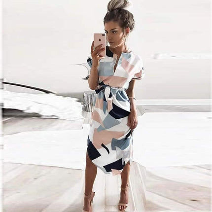 Women's Casual Geometric Printed Dress - Wnkrs