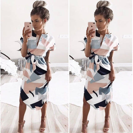 Women's Casual Geometric Printed Dress - Wnkrs