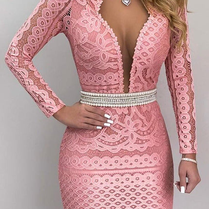 Women's V-Neck Polyester Dress - Wnkrs