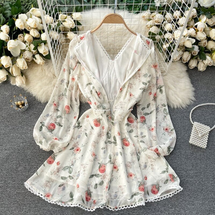Women's Floral Printed Mini Dress with Buttons - Wnkrs