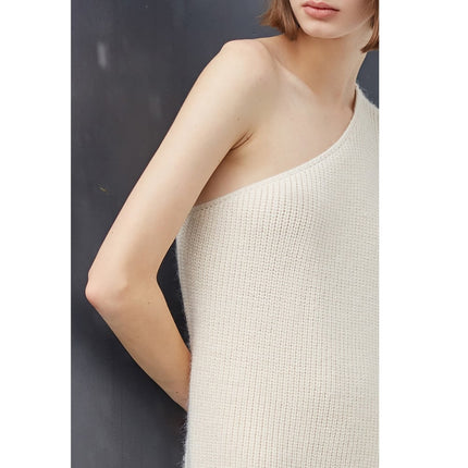 Long Sleeve Knitted One Shoulder Sweater Dress - Wnkrs