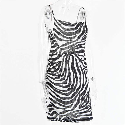 Zebra Print Dress with Spaghetti Straps - Wnkrs