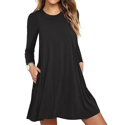 Casual Thin Women's Long Sleeved A-Line Dress - Wnkrs
