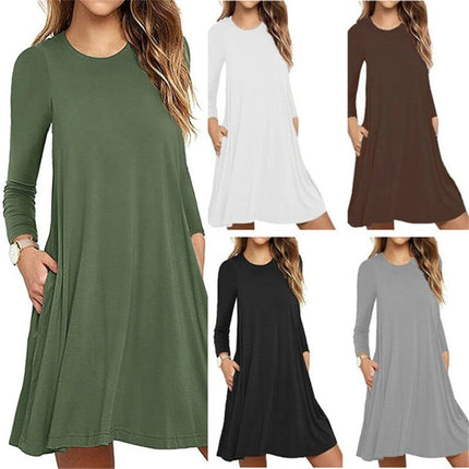 Casual Thin Women's Long Sleeved A-Line Dress - Wnkrs