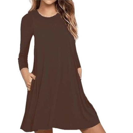 Casual Thin Women's Long Sleeved A-Line Dress - Wnkrs