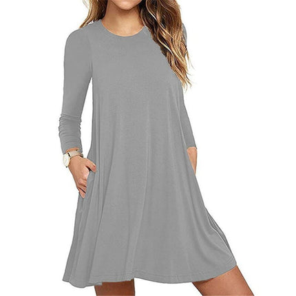 Casual Thin Women's Long Sleeved A-Line Dress - Wnkrs
