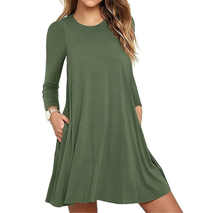 Casual Thin Women's Long Sleeved A-Line Dress - Wnkrs