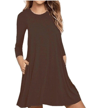 Casual Thin Women's Long Sleeved A-Line Dress - Wnkrs