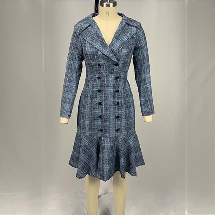 Women's Office Pencil Plaided Dress - Wnkrs