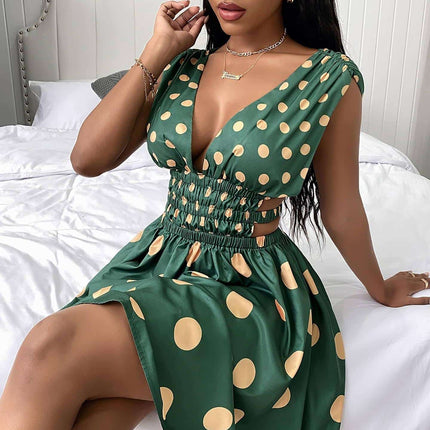 Women's V-Neck Sleeveless Printed Dress - Wnkrs