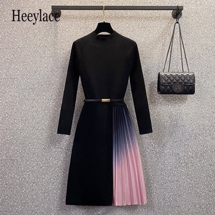 Women's Gradient Color Pleated Dress - Wnkrs