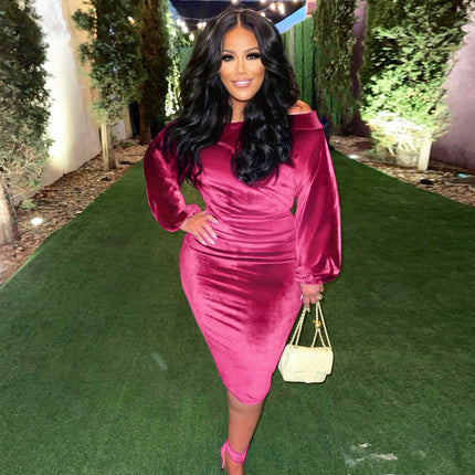 Velvet Full Sleeve Bodycon Dress - Wnkrs