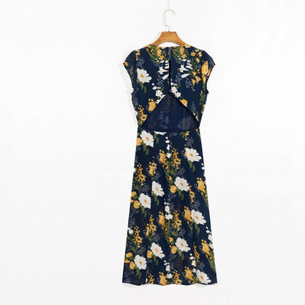 Summer Floral Printed Round Neck Dress for Women - Wnkrs