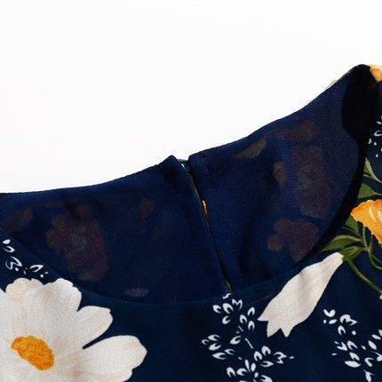 Summer Floral Printed Round Neck Dress for Women - Wnkrs