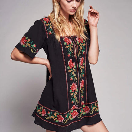 Embroidery Mini Dress for Women - Wnkrs