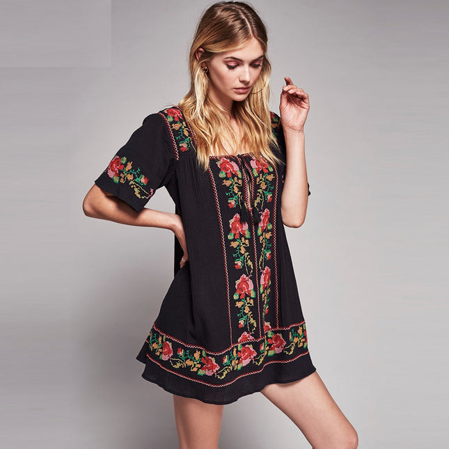 Embroidery Mini Dress for Women - Wnkrs