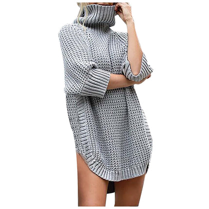 Women's Solid Turtle Neck Sweater Dress - Wnkrs