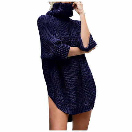 Women's Solid Turtle Neck Sweater Dress - Wnkrs