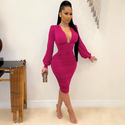 Women's V-Neck Party Dress - Wnkrs