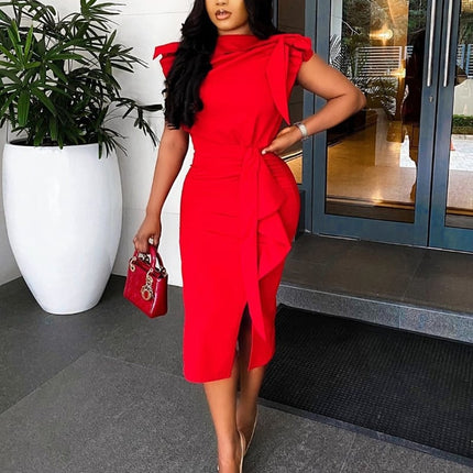 Women's Red Sleeveless Bodycon Dress - Wnkrs