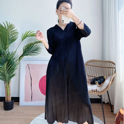 Women's Hooded Pleated Loose Maxi Dress - Wnkrs