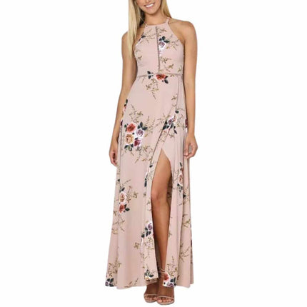 Women's Floral Printed Sleeveless Long Dress - Wnkrs