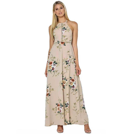 Women's Floral Printed Sleeveless Long Dress - Wnkrs