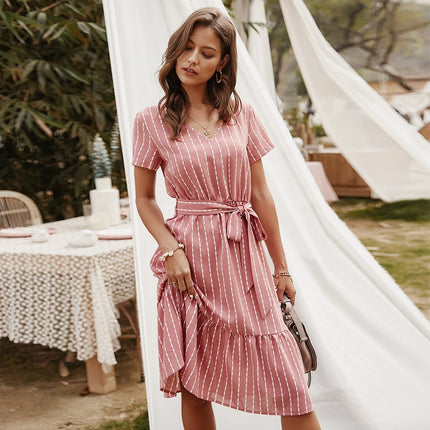 Women's Gala Midi Dress in Stripped Print - Wnkrs