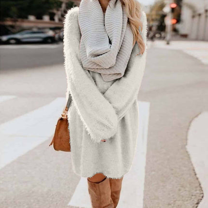 Solid Color Knitted Sweater Dress for Women - Wnkrs