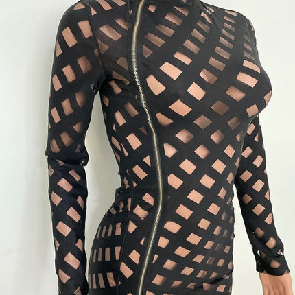 Women's Hollow Out Zipper Dress - Wnkrs