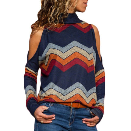 Women's Geometrical Printed Cold Shoulder Pullover - Wnkrs